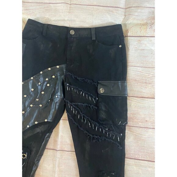 Devil's Fashion Women's Black Steam Punk Gothic Detailed Jeans - Medium - Picture 2 of 12